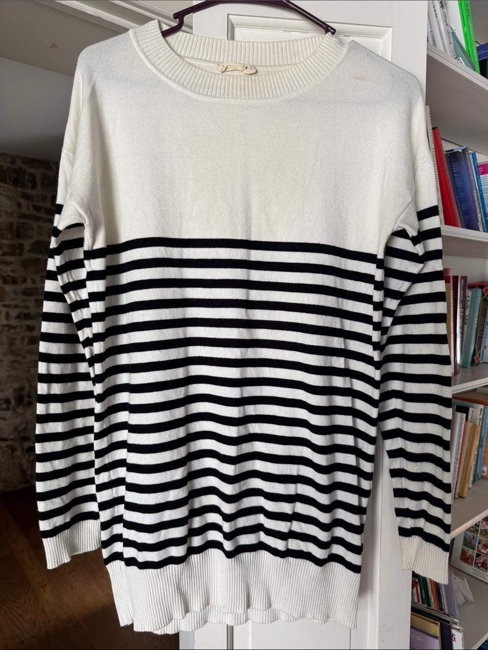 First Looks Black & White Striped Crewneck Sweater